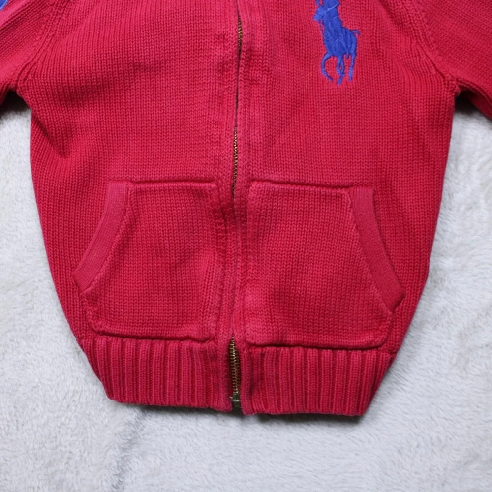 Polo Ralph Lauren Shirt Boys 5 Red Sweatshirt Big Pony Hoodie Full Zip‎